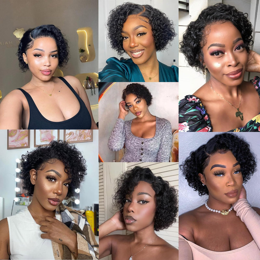 IMANI HAIR short curly pixie wig 8-inch length provides chic, low-maintenance look.