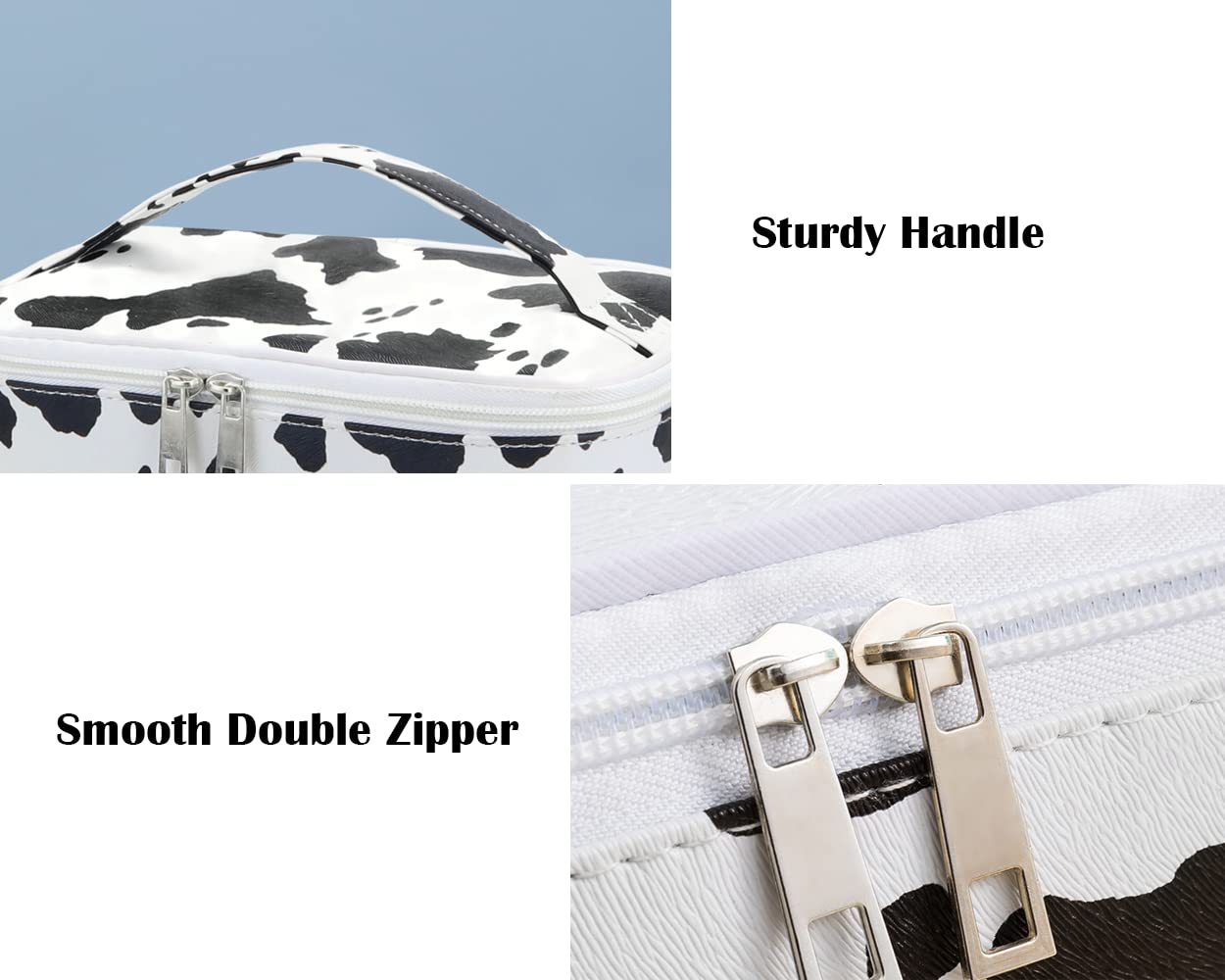 IMCUZUR cow print bag handle portable design for daily use or travel.