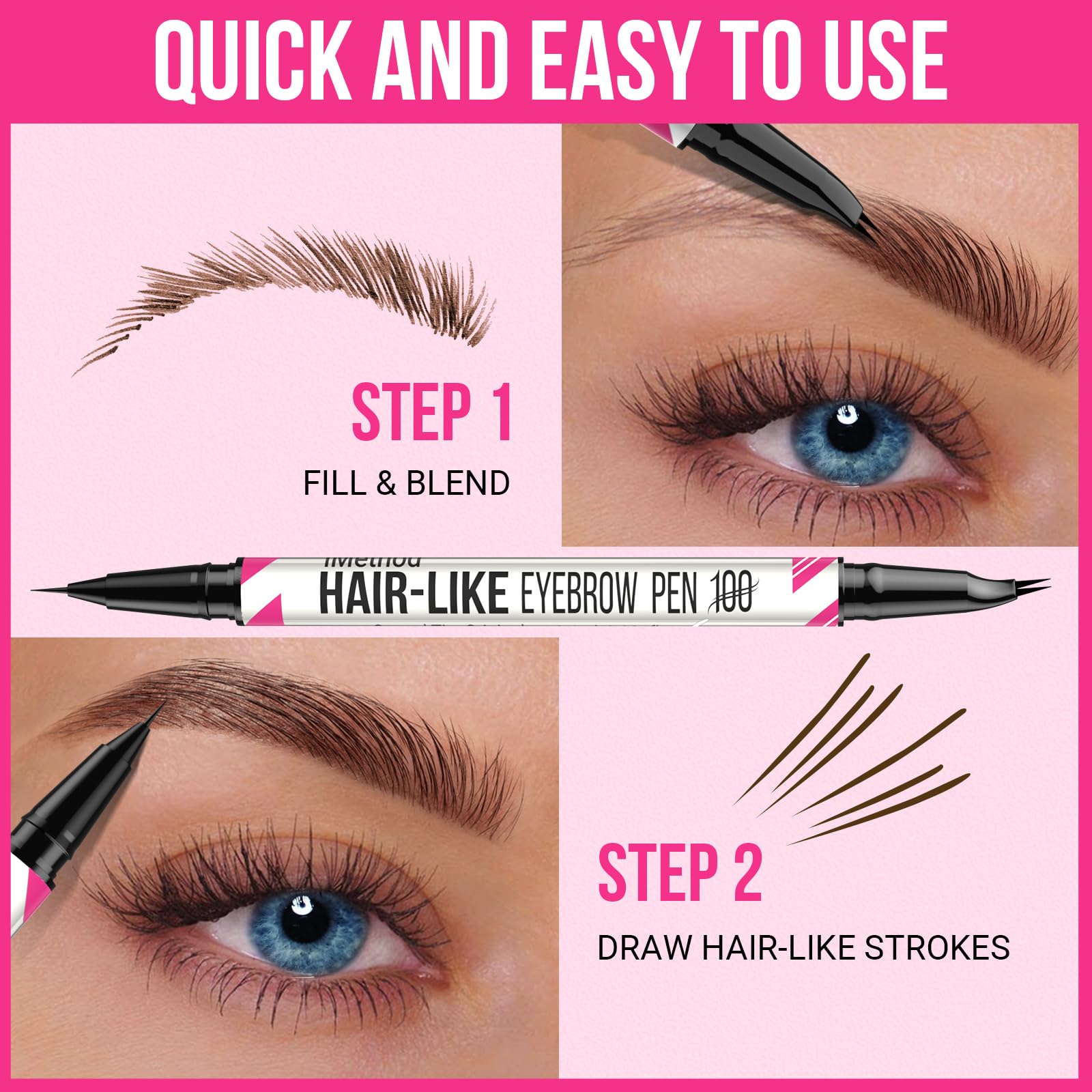 iMethod Curved Eyebrow Pen 24-hour-wear provides long-lasting brow definition
