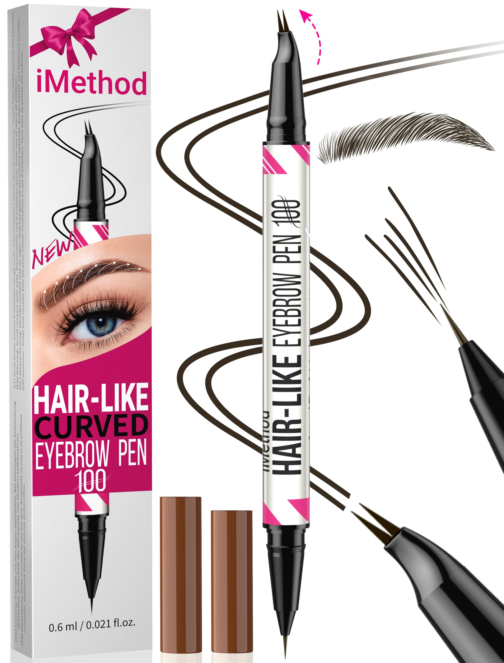 iMethod Curved Eyebrow Pen curved tip creates natural hair-like strokes for defined brows