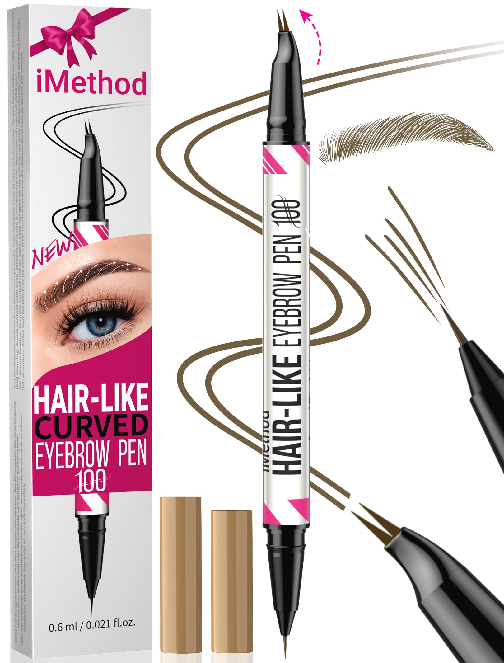 iMethod Curved Eyebrow Pen curved-tip creates natural hair-like strokes for everyday brows