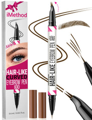 iMethod Curved Eyebrow Pen packaging shows portable, travel-friendly design for on-the-go brows.