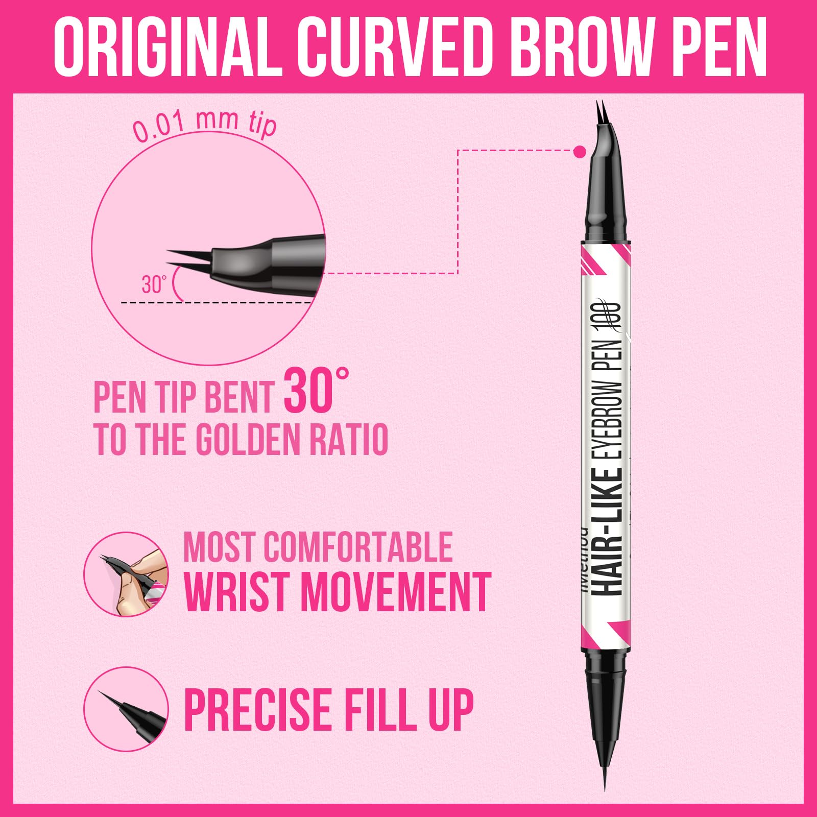 iMethod Curved Eyebrow Pen pocket-packaging fits in purses for quick touch-ups.