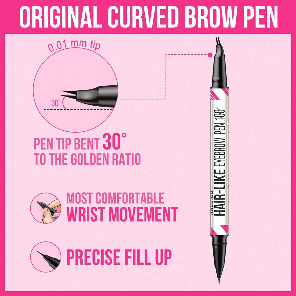 iMethod Curved Eyebrow Pen pocket-packaging fits in purses for quick touch-ups.