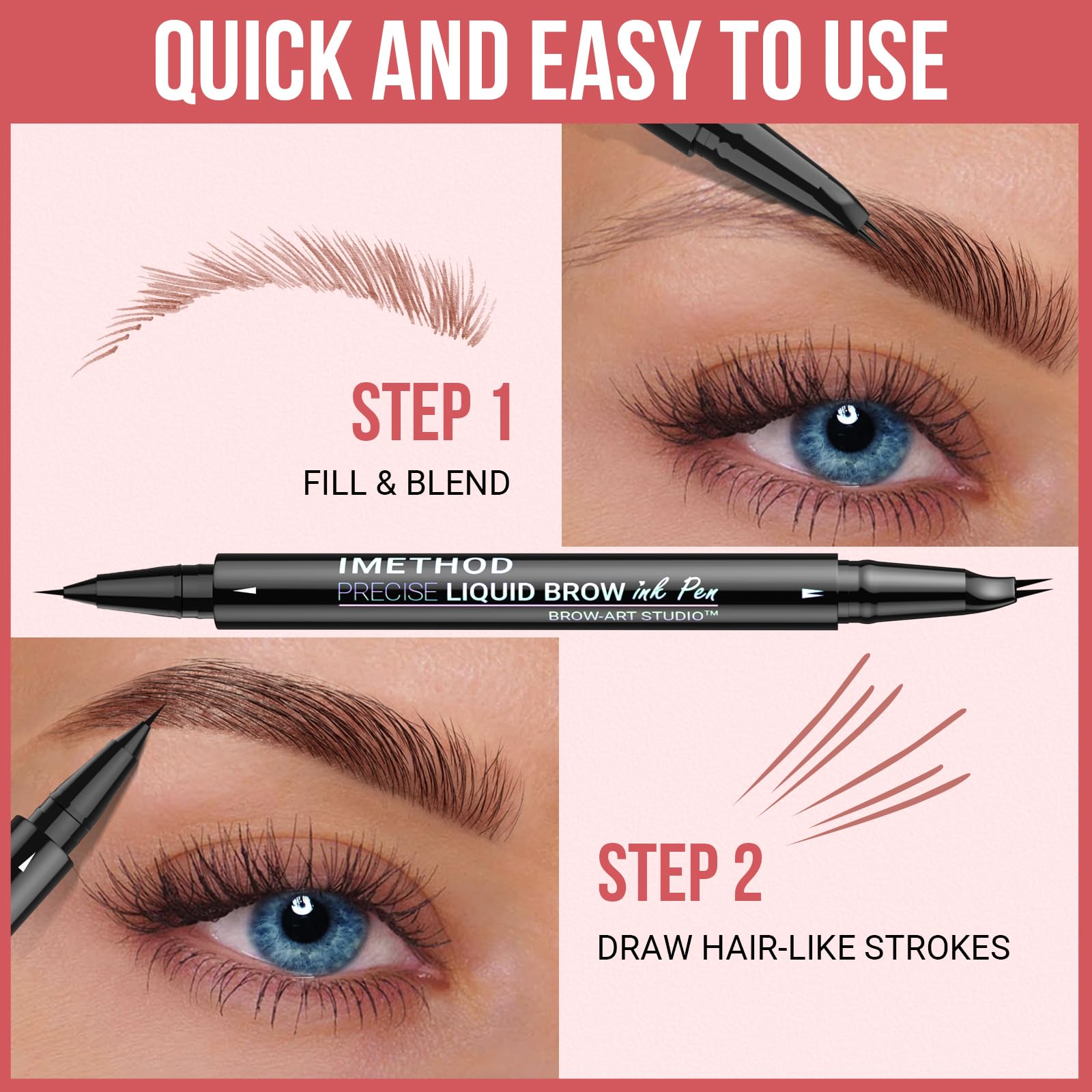iMethod curved eyebrow pen shows waterproof, smudge-proof wear up to 24 hours