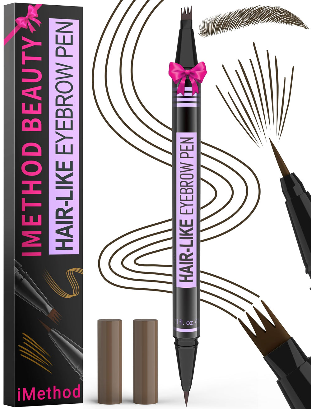 iMethod Eyebrow Pen 4-fork-tip close-up for precise hair-like strokes