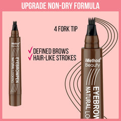 iMethod Eyebrow Pen highlights hair-like-stroke effect for natural fullness.