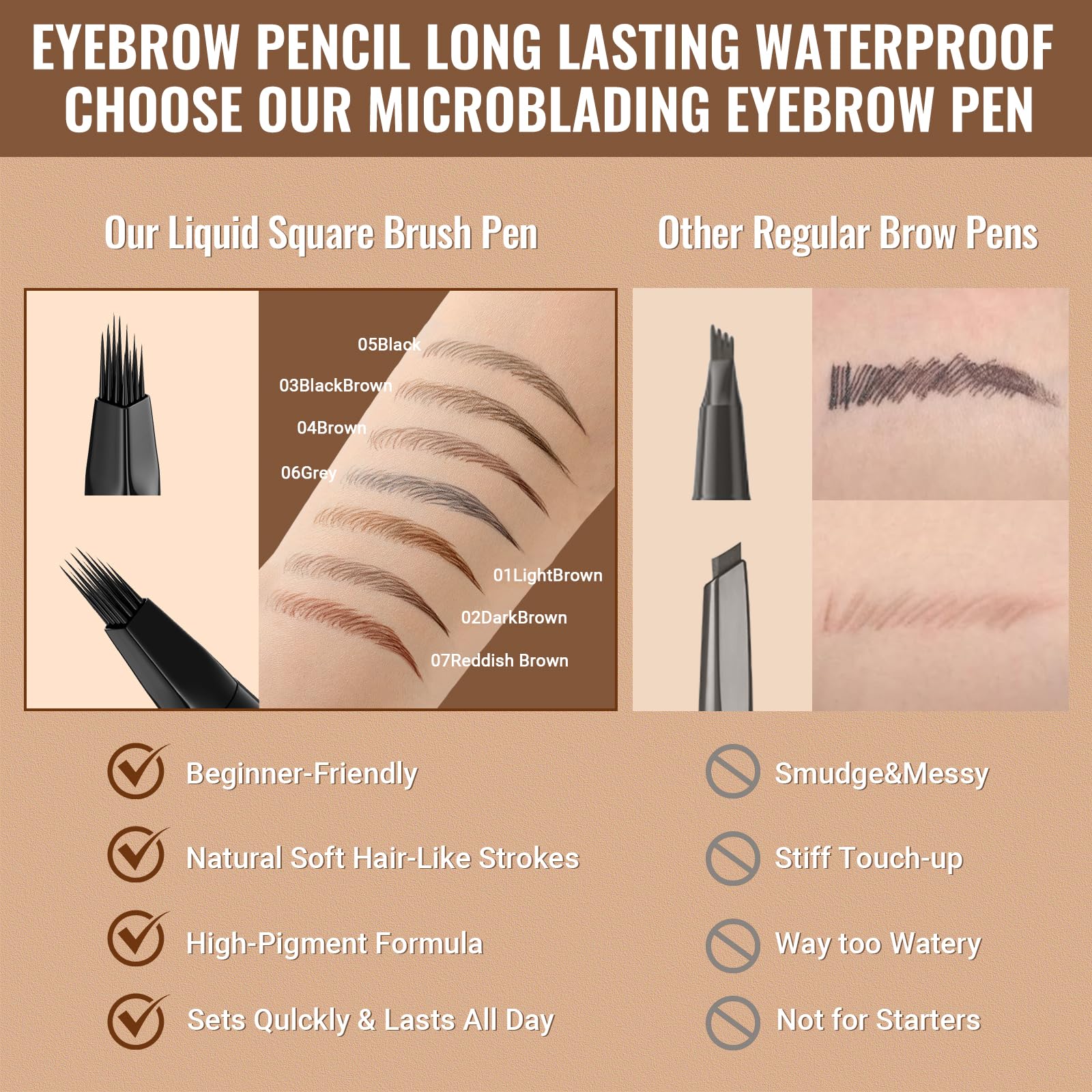 iMethod Eyebrow Pen demonstrates natural 4D brows with fuller, believable density.