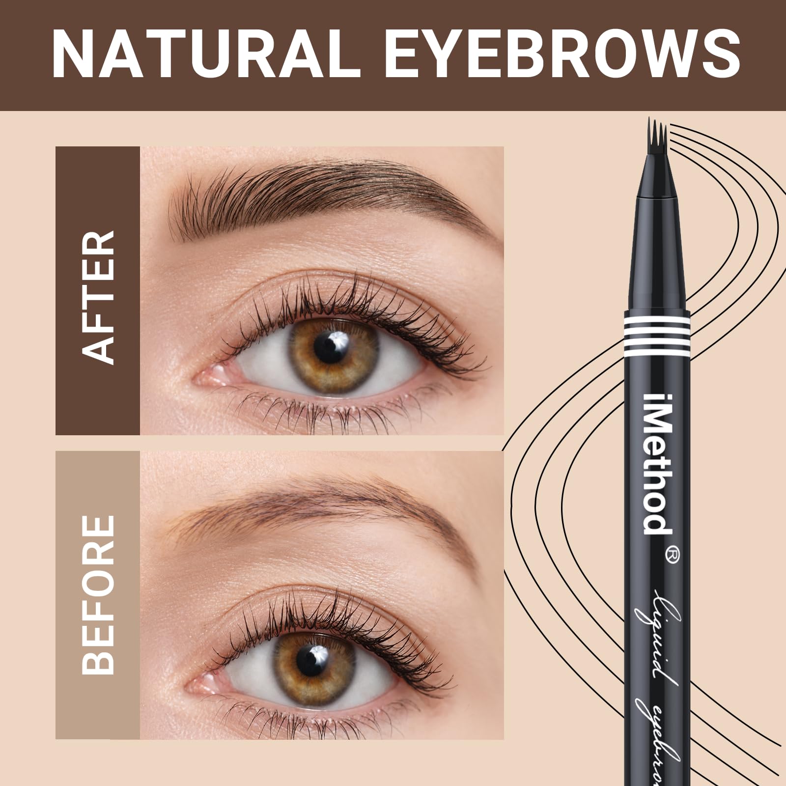iMethod precision-stroke on brow to fill sparse areas.