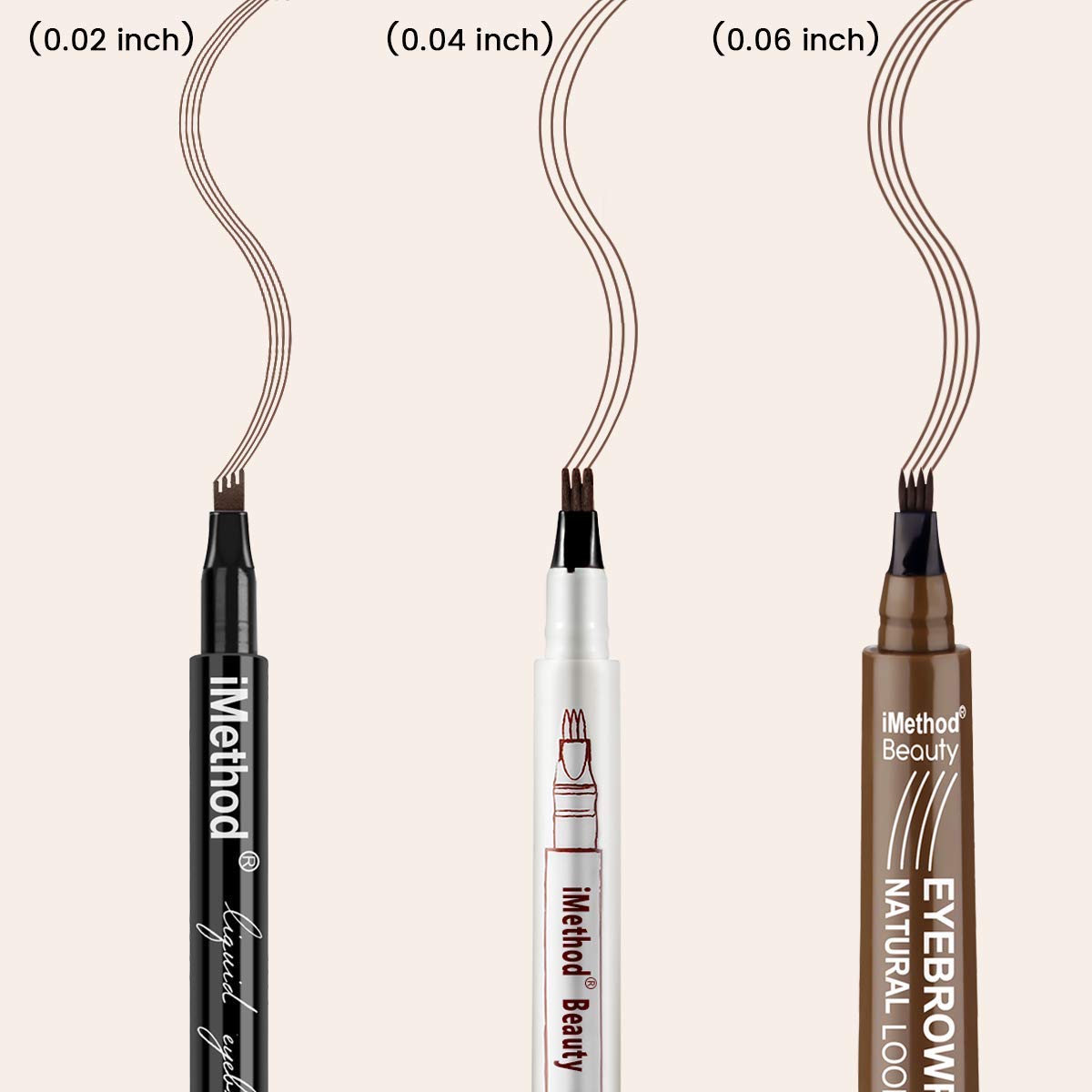 iMethod Eyebrow Pen swatch on skin showing precise color and natural look.