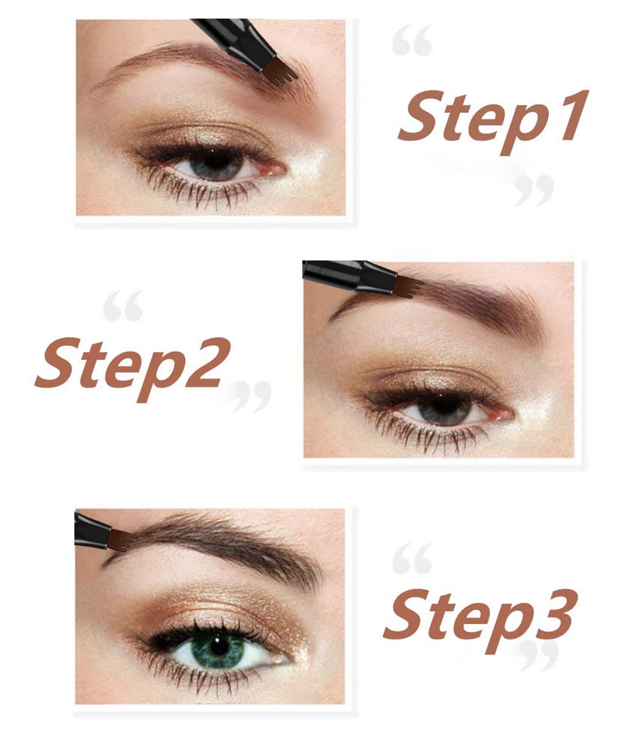 iMethod Eyebrow Pen swatches on skin showing rich black shade for defined brows