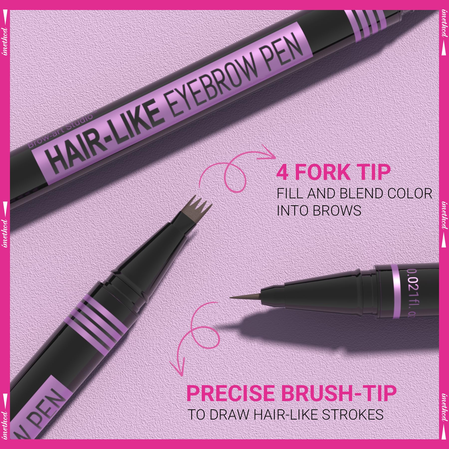iMethod Eyebrow Pen non-dry formula helps natural brow shape stay put.