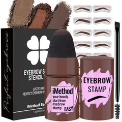 iMethod eyebrow stamp and stencil kit packaging showing all-in-one brow solution for quick styling