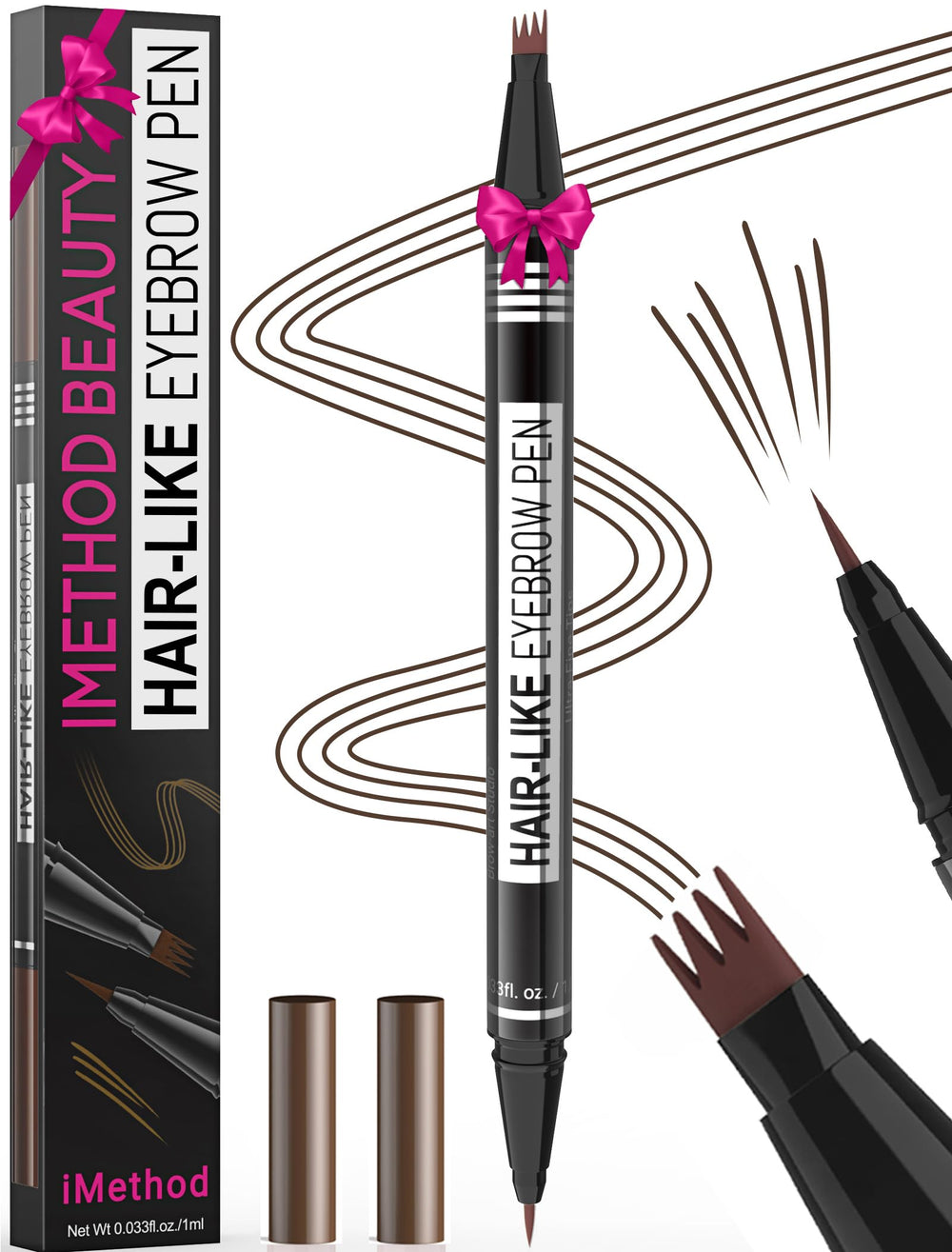 iMethod Microblading Eyebrow Pen 4-fork tip close-up for natural hair-like brow strokes.