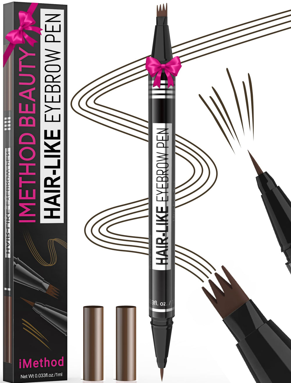 iMethod microblading eyebrow pen packaging close-up highlighting compact on-the-go design