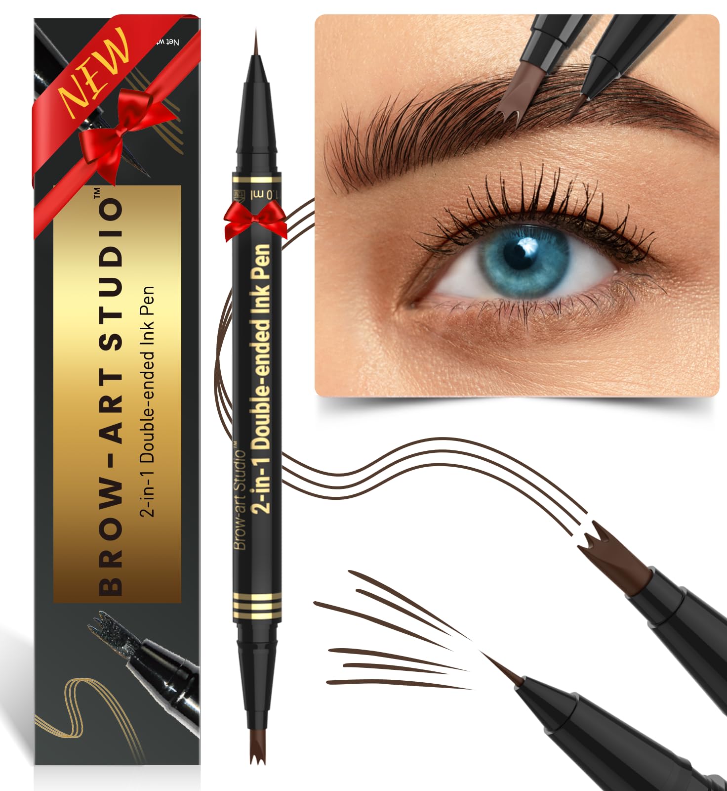iMethod Microblading Eyebrow Pencil dual-ended setup close-up showing precise strokes for natural brows.