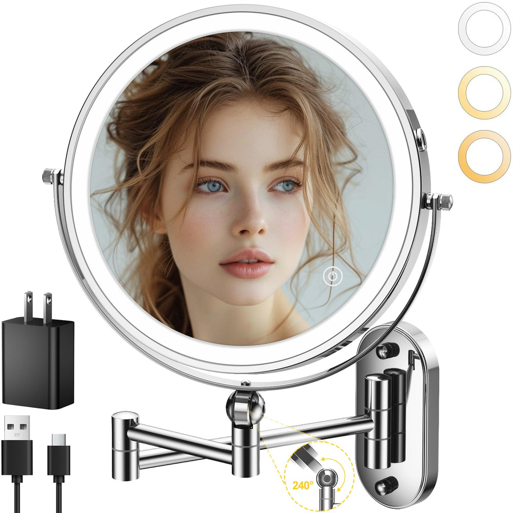 IMIKONA 9-inch wall-mounted mirror front view for precise makeup application