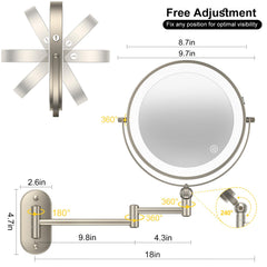 IMIKONA double-sided mirror with 1x and 10x magnification for detailed grooming.