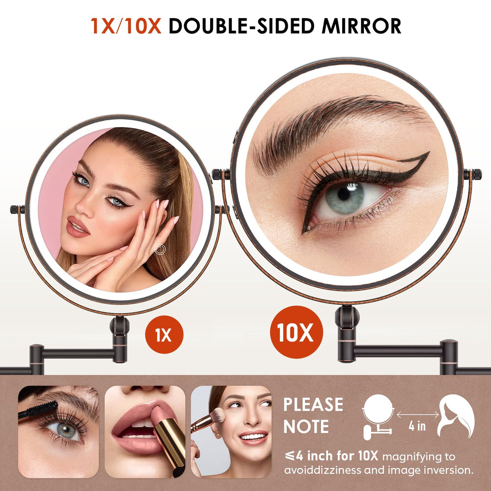 IMIKONA 10X magnification detail view for eyebrows and mascara on bronze mirror