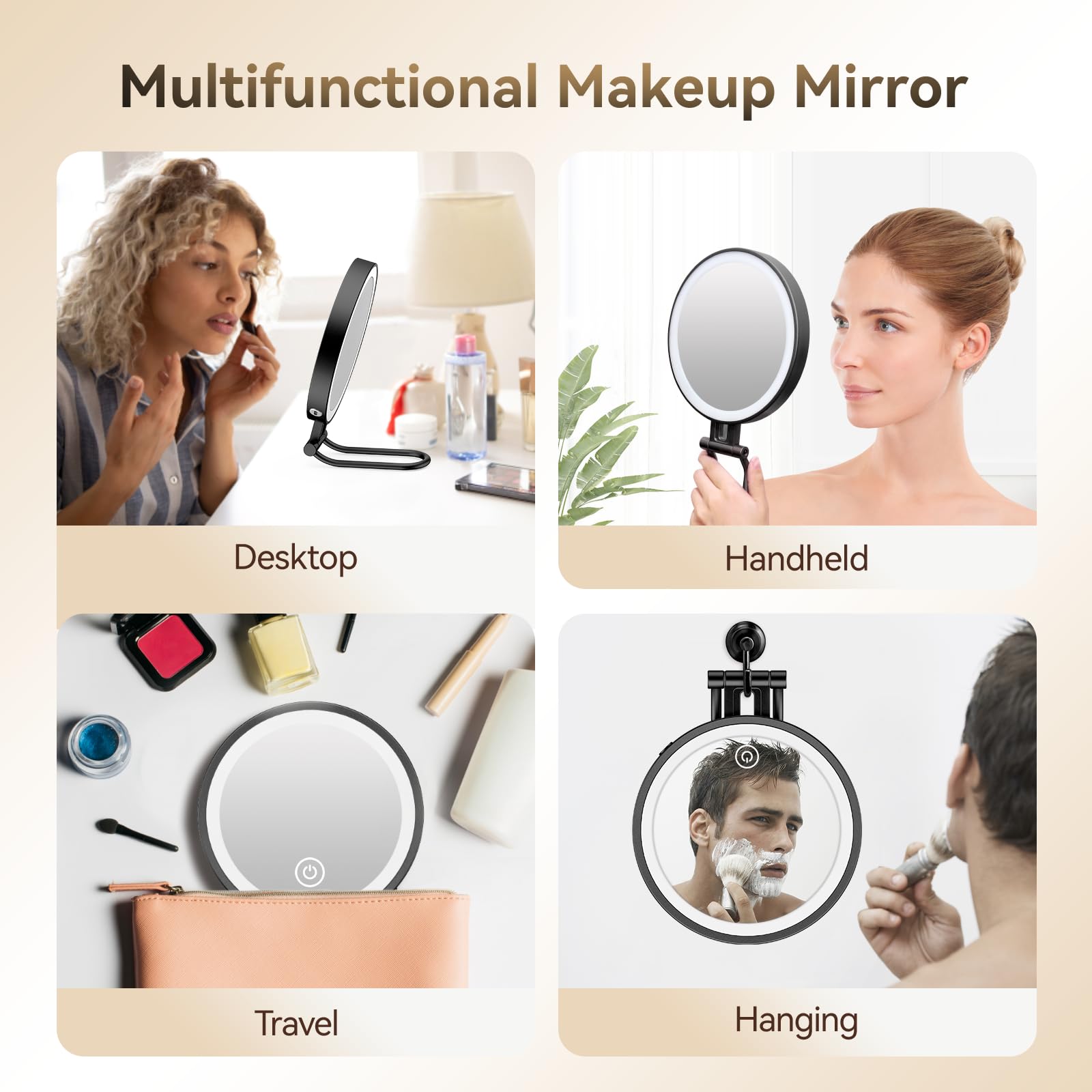 IMIKONA 7 inch compact mirror folds for travel and vanity