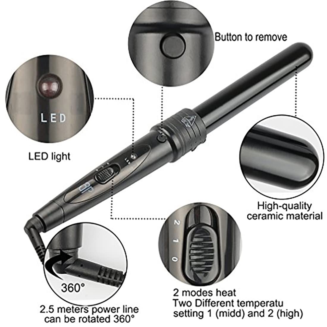iMissiu Tourmaline 3in1 wand set barrel-2 closeup shows even heat distribution