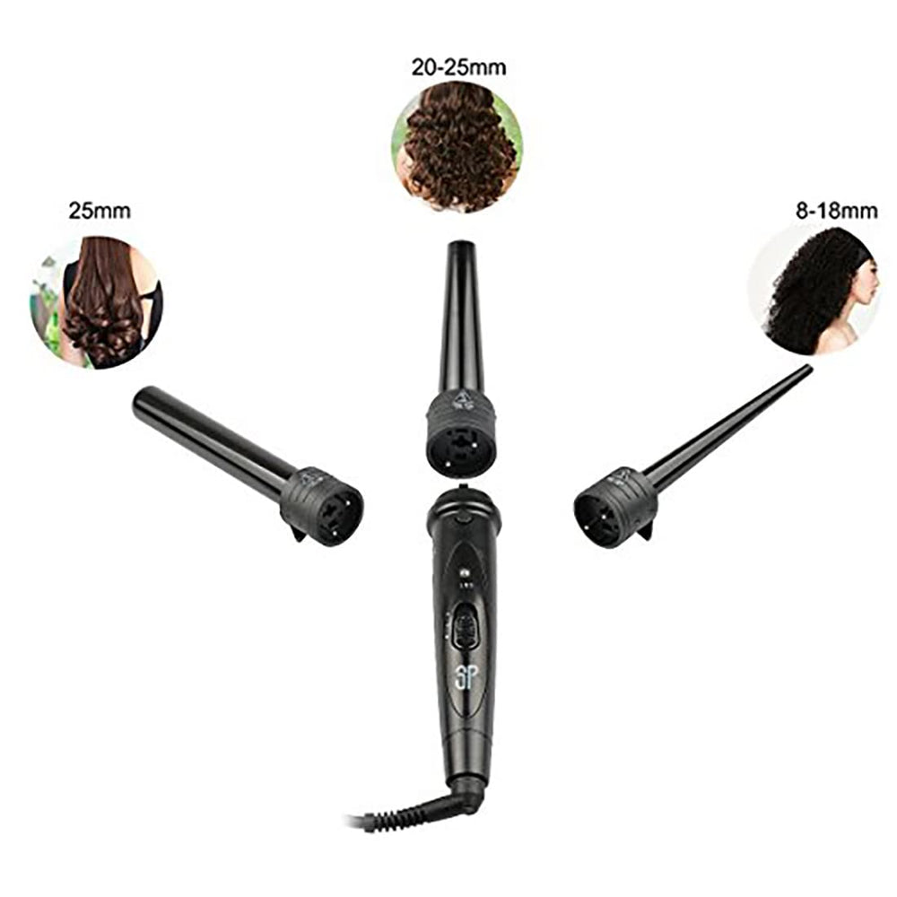 iMissiu Tourmaline 3in1 wand set barrel-3 closeup highlights shiny waves