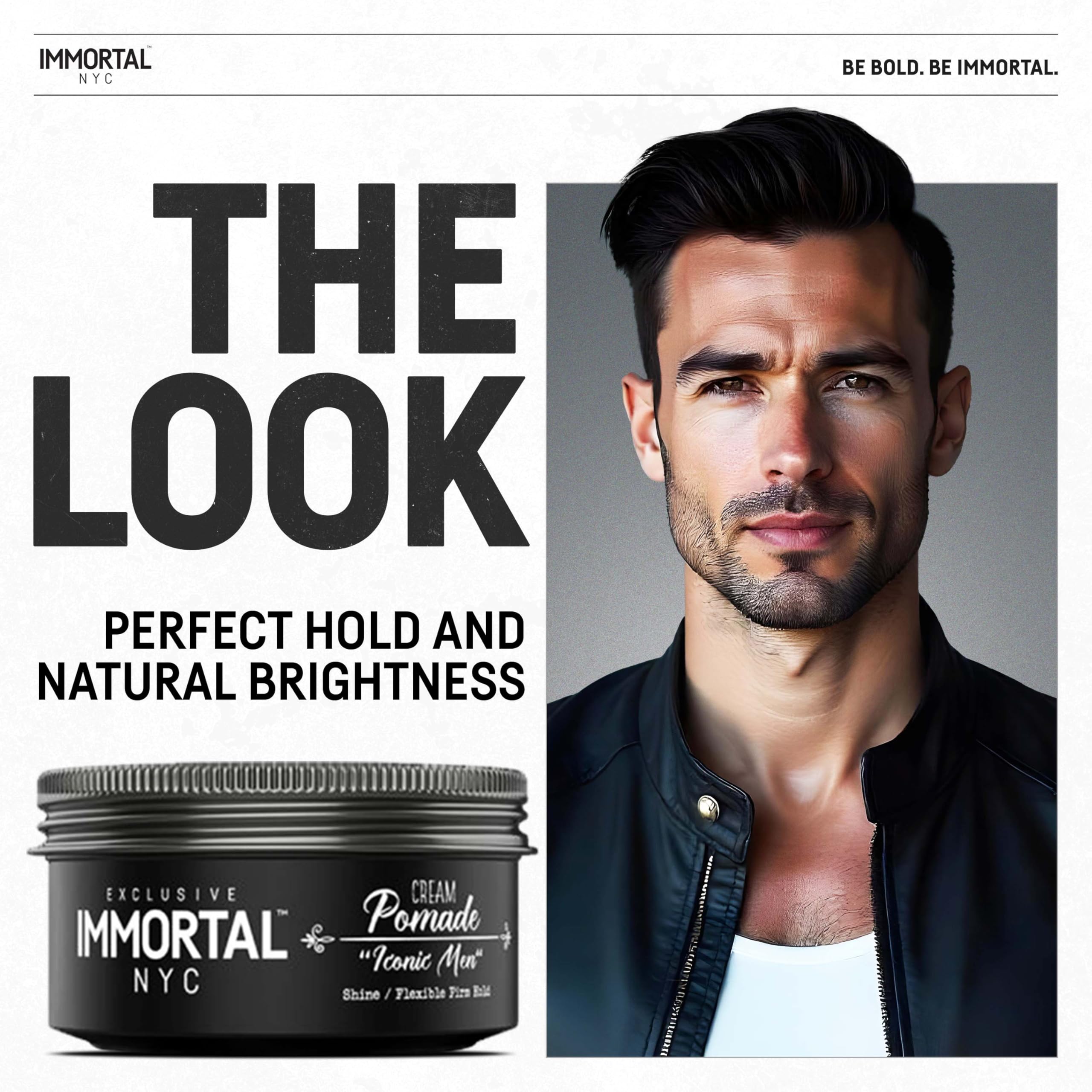 Close-up texture of Immortal NYC Iconic Men Cream Pomade highlighting definition