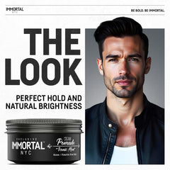 Close-up texture of Immortal NYC Iconic Men Cream Pomade highlighting definition