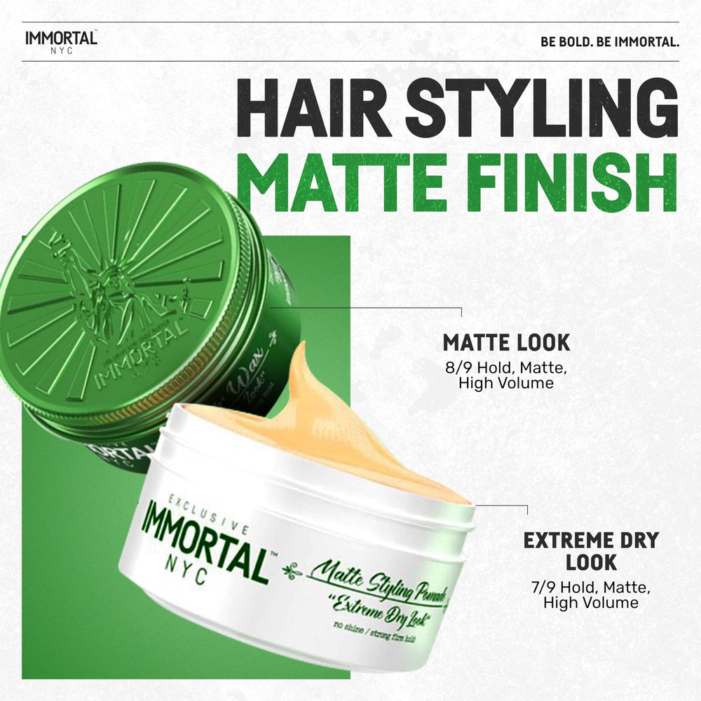 Immortal NYC Matte Look demonstrates strong hold on styled hair.