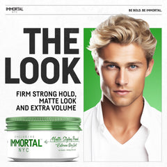 Immortal NYC Matte Styling Extreme Dry Look Pomade full product shot highlighting matte finish.