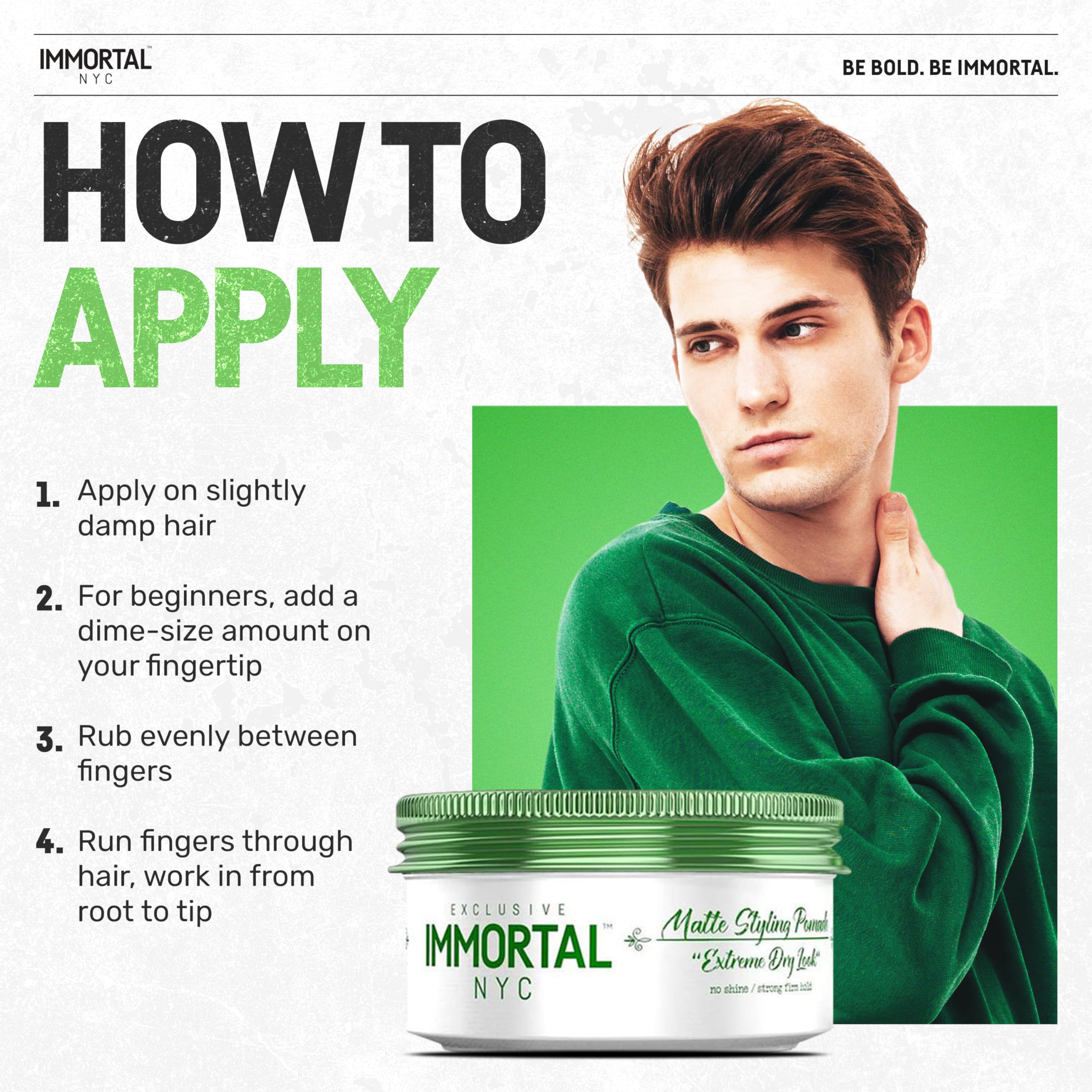 Immortal NYC Matte Styling Extreme Dry Look Pomade ready-to-wear messy style example.