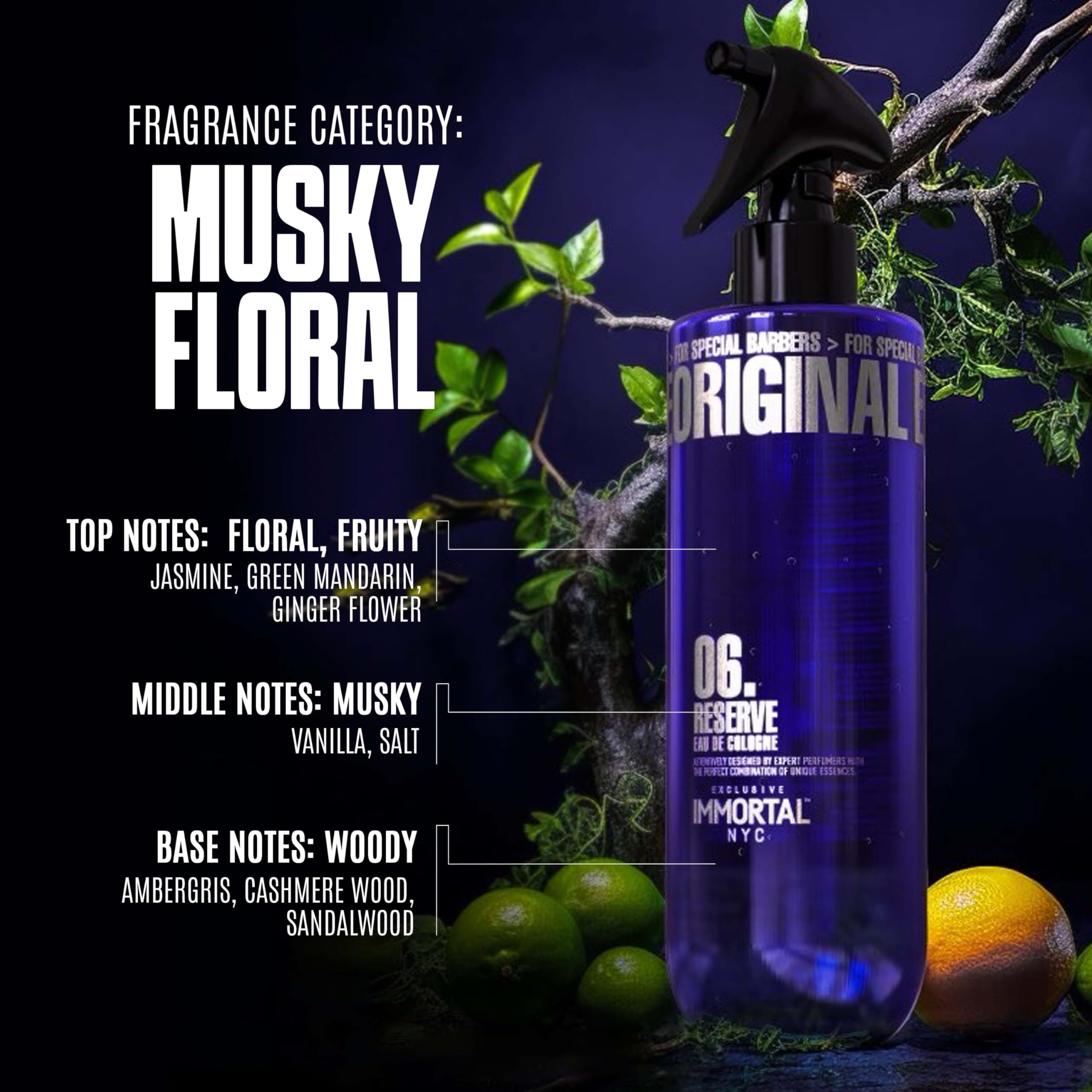 Immortal NYC Reserve 06 spray-action illustrating quick post-shave refreshment