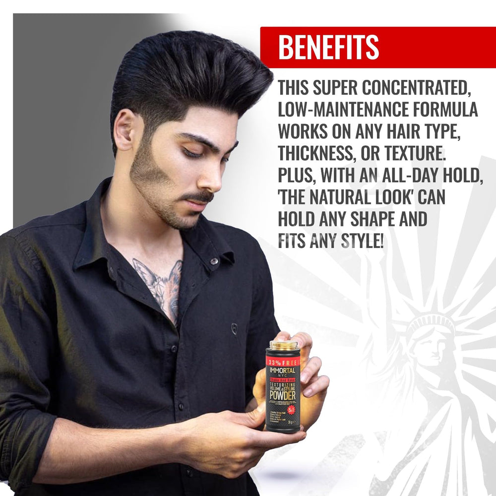 Immortal NYC Shake and Rake hairstyle demonstrates strong hold for frizz-controlled finish.