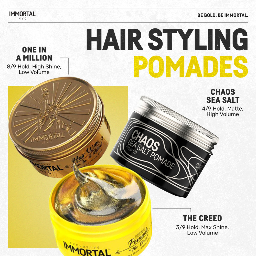 Immortal NYC Creed pomade natural ingredients emphasize clean grooming without harsh chemicals.