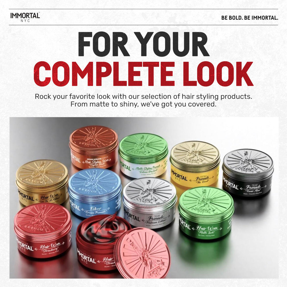 Immortal NYC Strawberry Hair Wax jar closeup with vibrant fragrance.