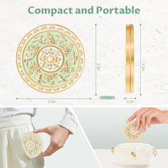 Imperblooms compact mirror open fold shows 180 hinge for hands free adjustment