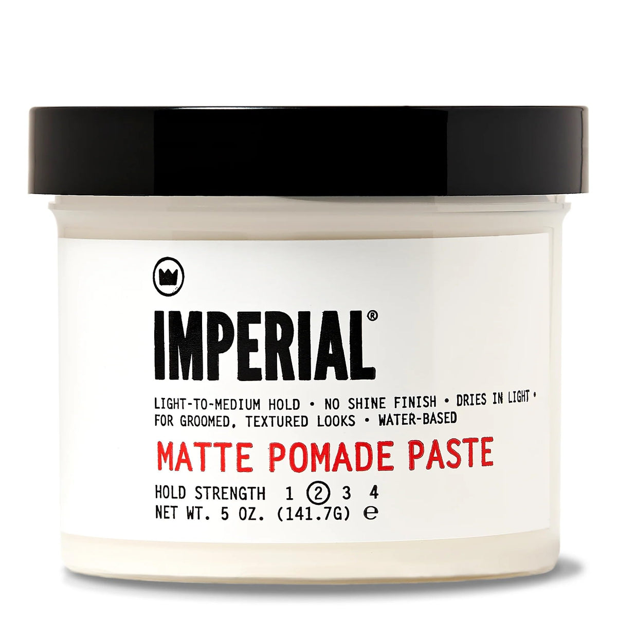 Imperial Barber Matte Pomade Paste bottle closeup showing natural no-shine finish
