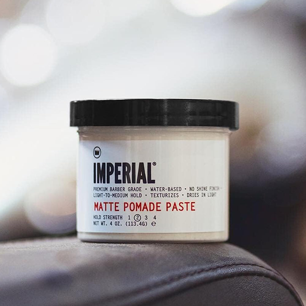 Imperial Barber Matte Pomade Paste styling session demonstrating light-to-medium hold