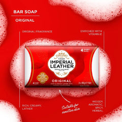 Imperial Leather badge on the soap bar signals premium quality heritage.
