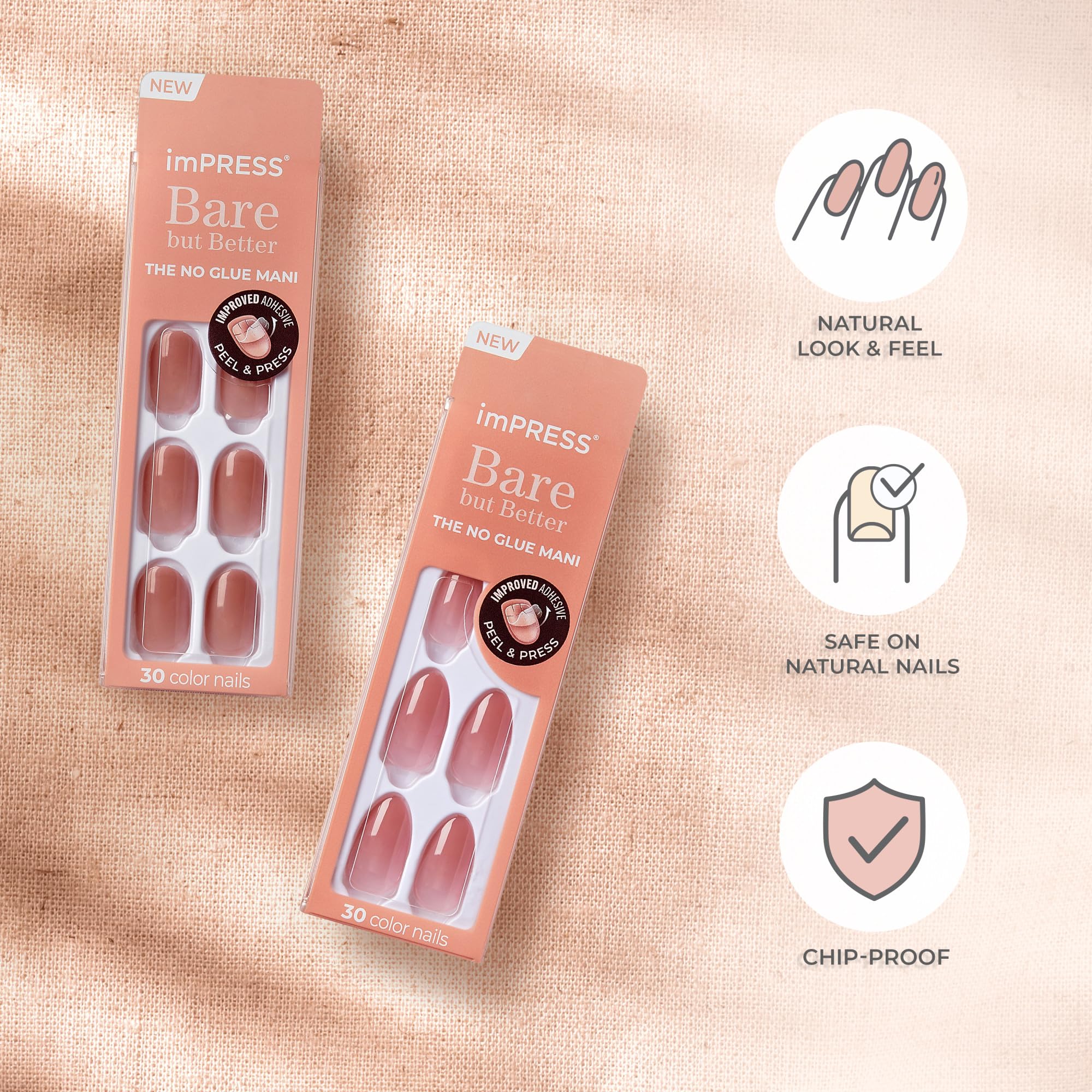 imPRESS 30 uñas incluidas para completar la manicura en una sola compra.