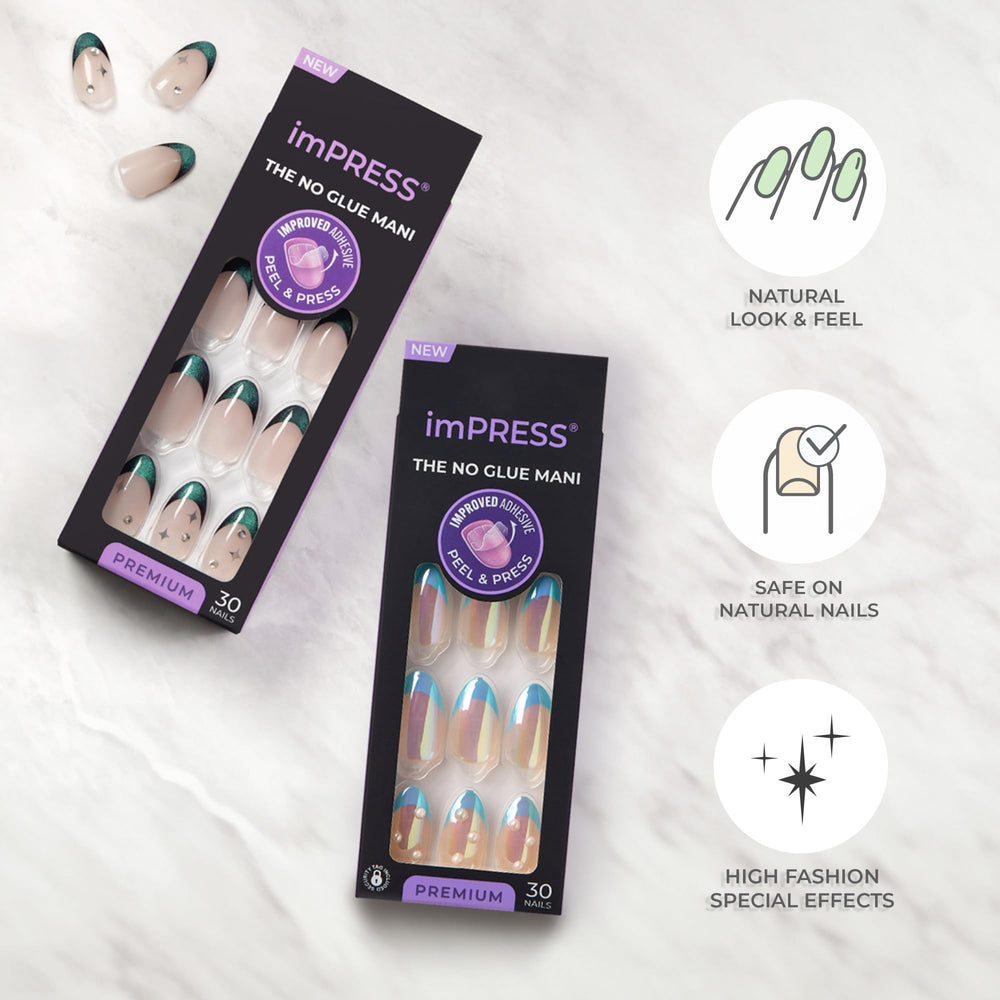 imPRESS Smudge-Proof nails captured during application for clean results