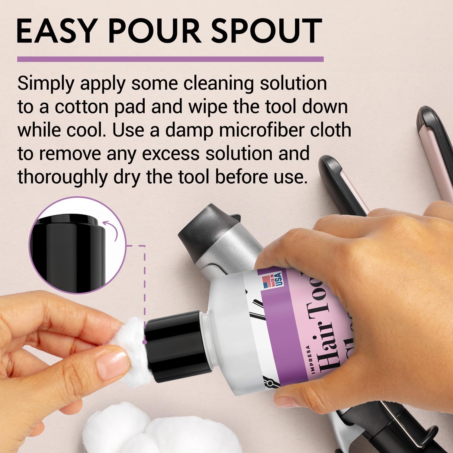 IMPRESA Flat Iron Cleaner delivers a deep clean for even heat.