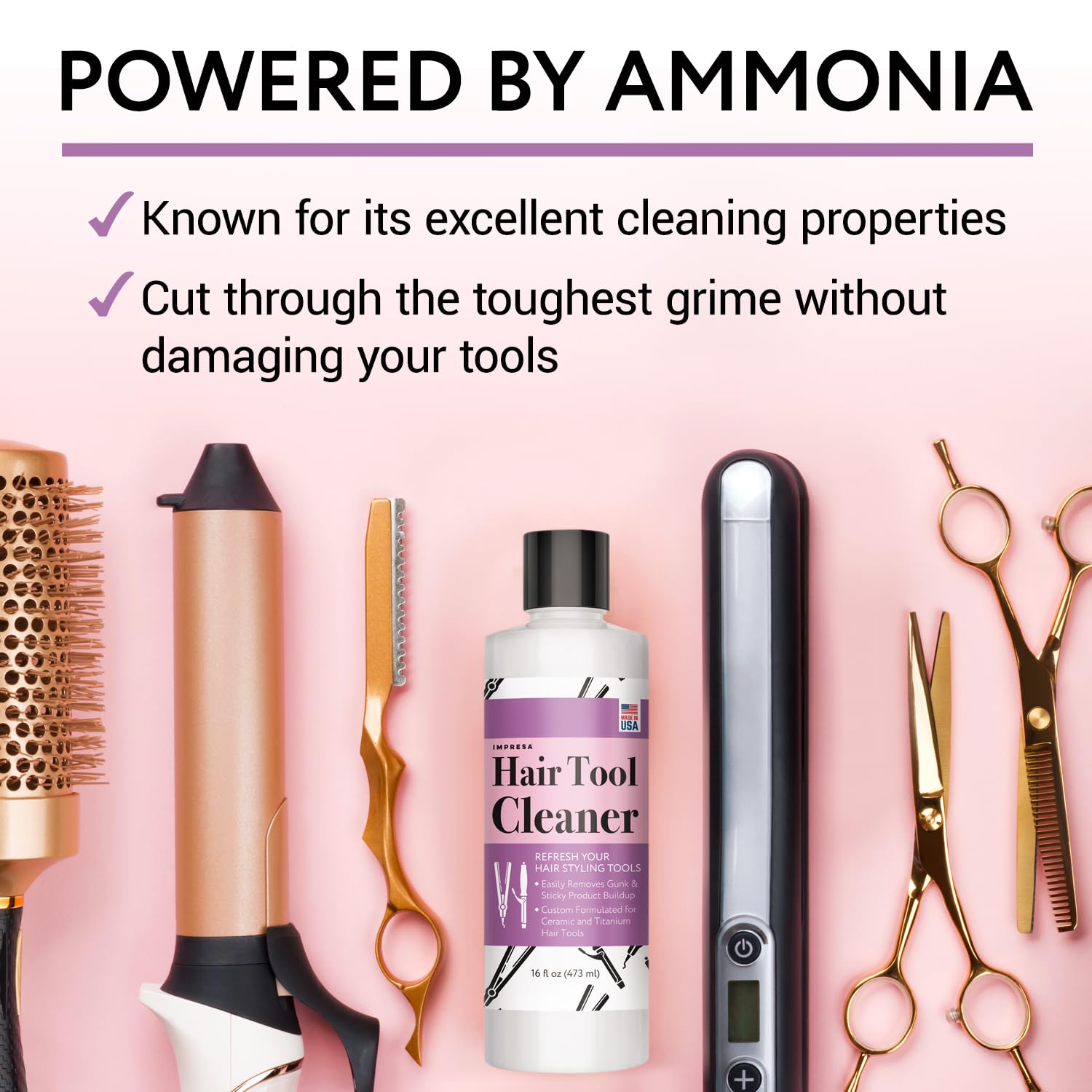IMPRESA Iron Cleaner USA-made image emphasizes quality and durable tool care.