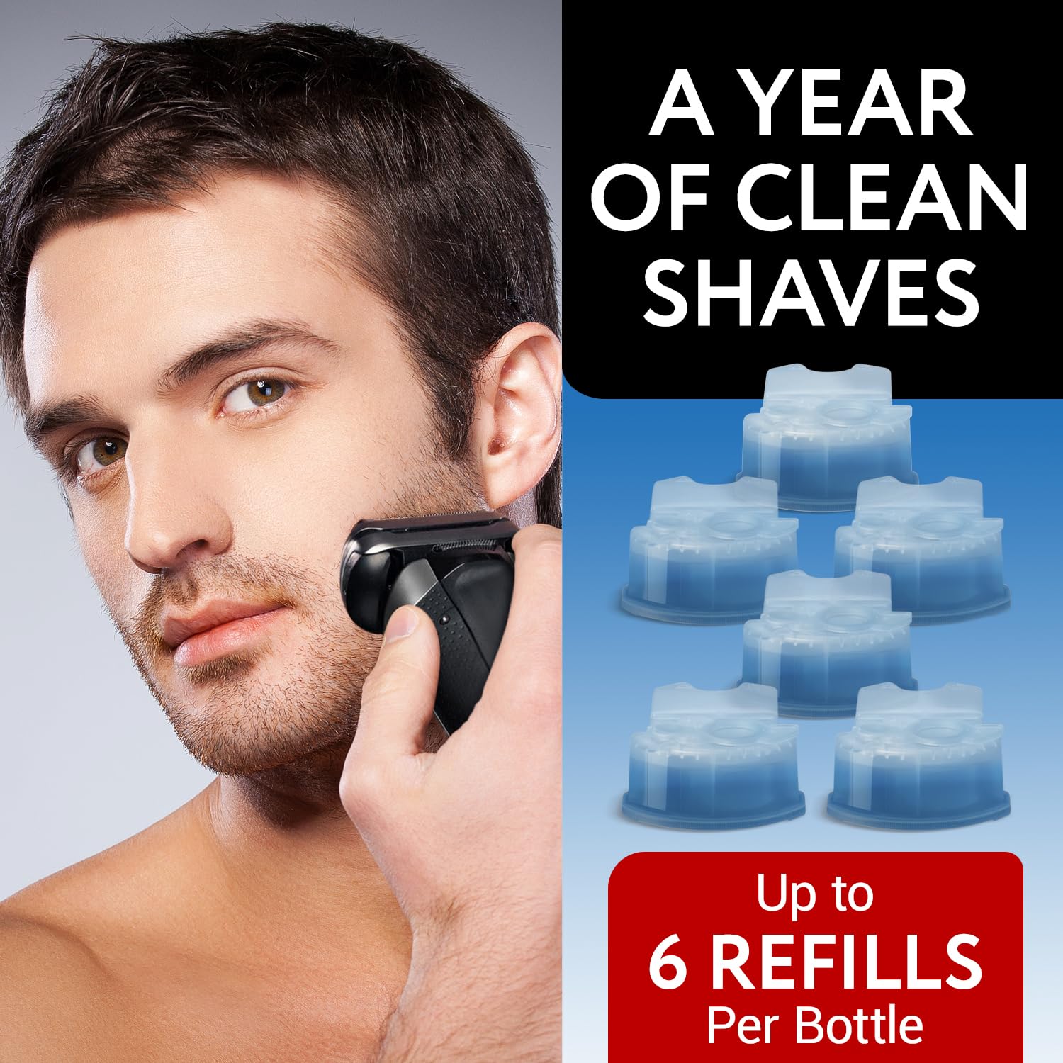 Shaver blades look cleaner after using IMPRESA cleaning liquid.