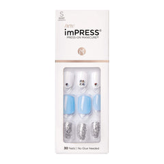 imPRESS Kiss No Glue Mani press-on nails in multicolor, short squoval set for fast salon-grade manicure.