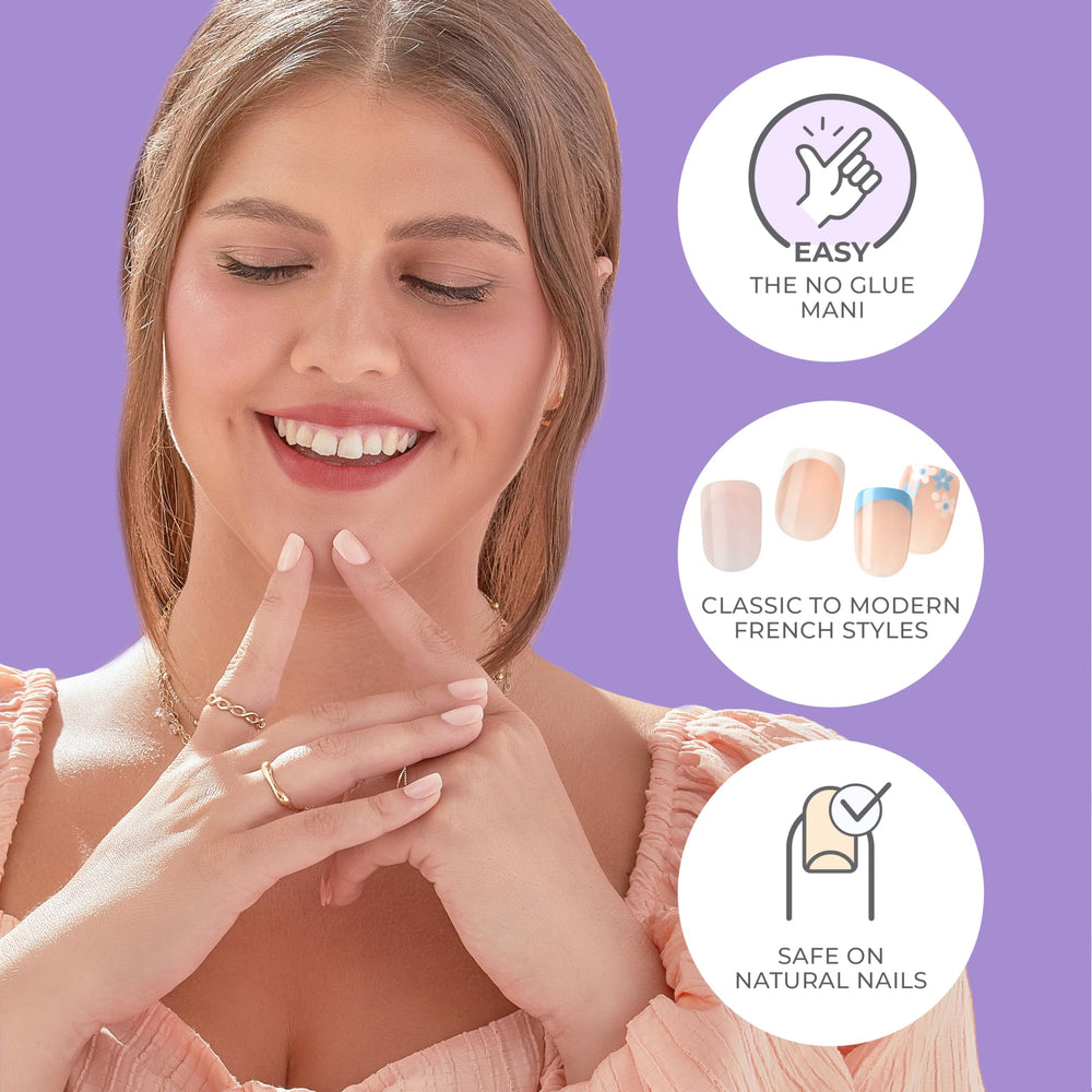imPRESS long-lasting adhesive for secure hold on French tips.