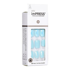 imPRESS Uñas presionables azul mate corto, comodidad y apariencia de diario.