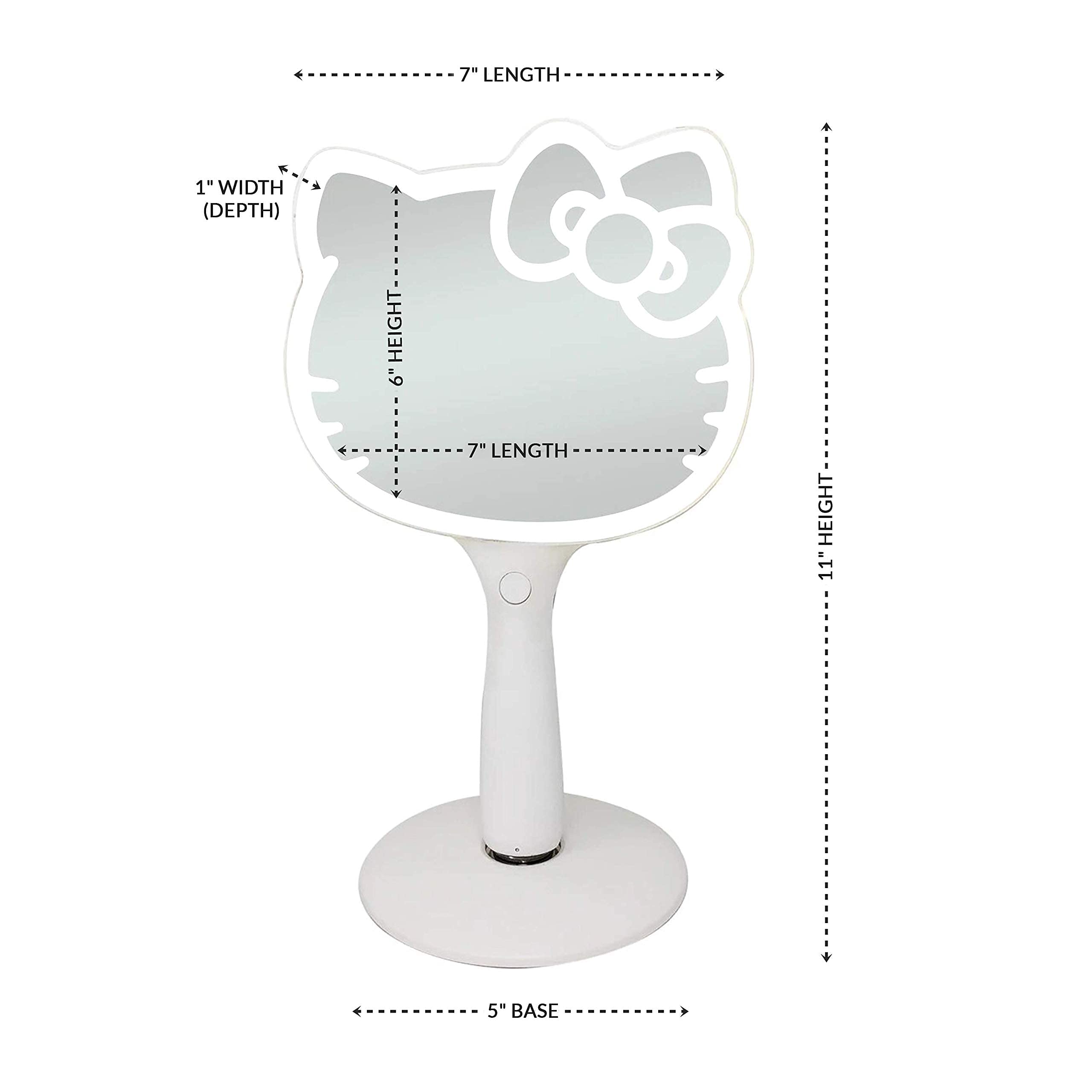 Impressions Vanity Hello Kitty LED Handheld Mirror brightness control lets you customize lighting for makeup