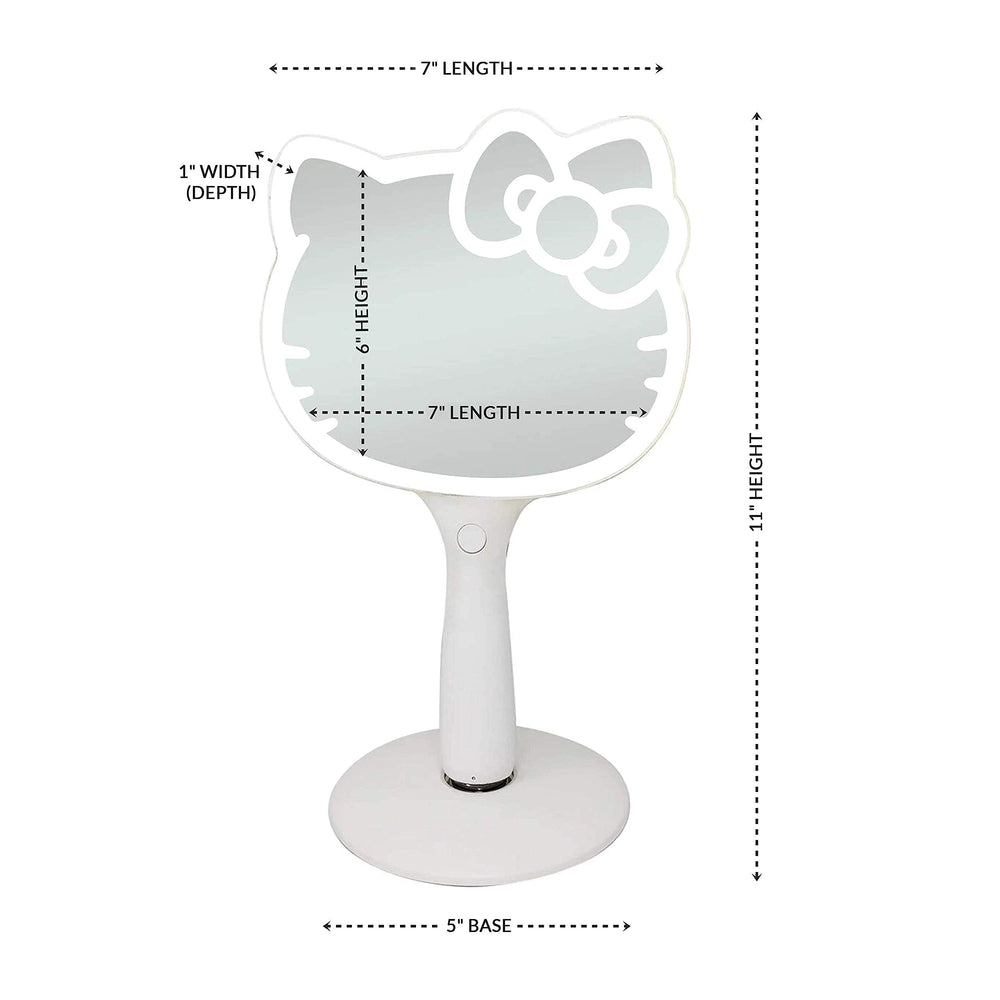 Impressions Vanity Hello Kitty LED Handheld Mirror brightness control lets you customize lighting for makeup