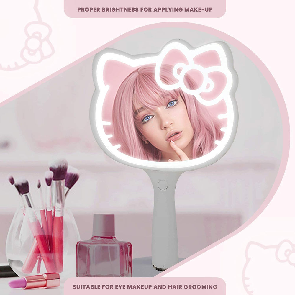 Impressions Vanity Hello Kitty LED Handheld Mirror travel-ready design fits bags for on the go touch-ups
